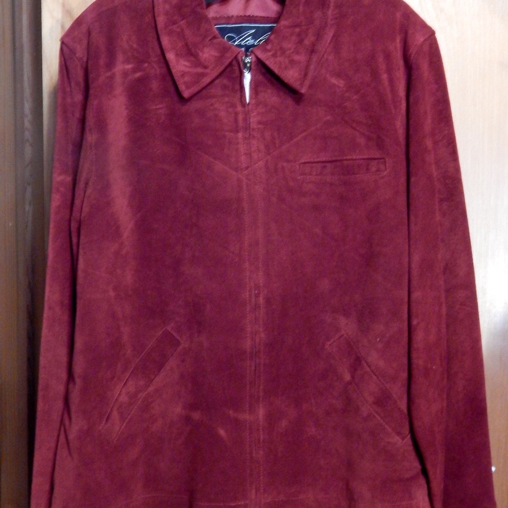 ATELIER B. THOMAS BURGUNDY RED SUEDE JACKET NWOT